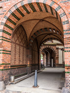 Hamburg. Speicherstadt. Innenhof Pickhuben und Brook